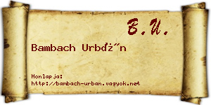 Bambach Urbán névjegykártya